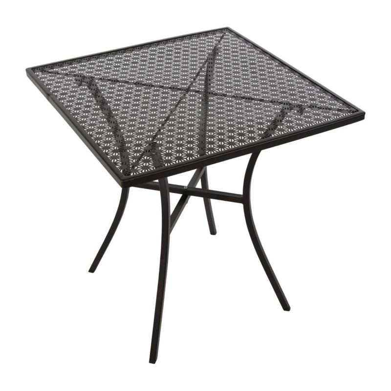 Vierkante Bistrotafel van Geperforeerd Staal - Zwart - 700 mm - Bolero - Fourniresto Vierkante Bistrotafel van Geperforeerd Staal - Zwart - 700 mm - Bolero - Fourniresto