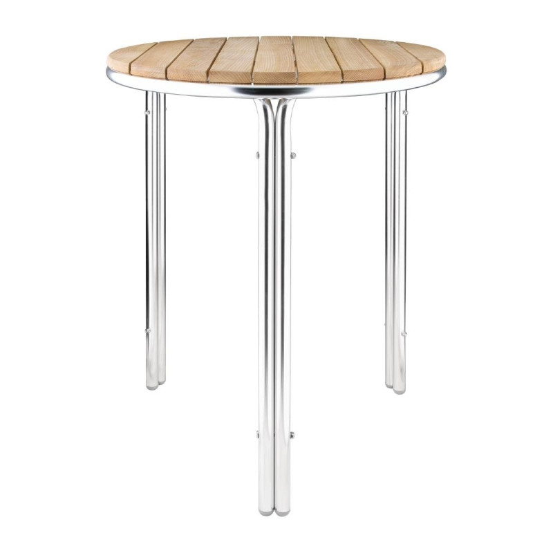 Runder Tisch aus Eschenholz und Aluminium 600mm - Bolero - Fourniresto Runder Tisch aus Eschenholz und Aluminium 600mm - Bolero - Fourniresto