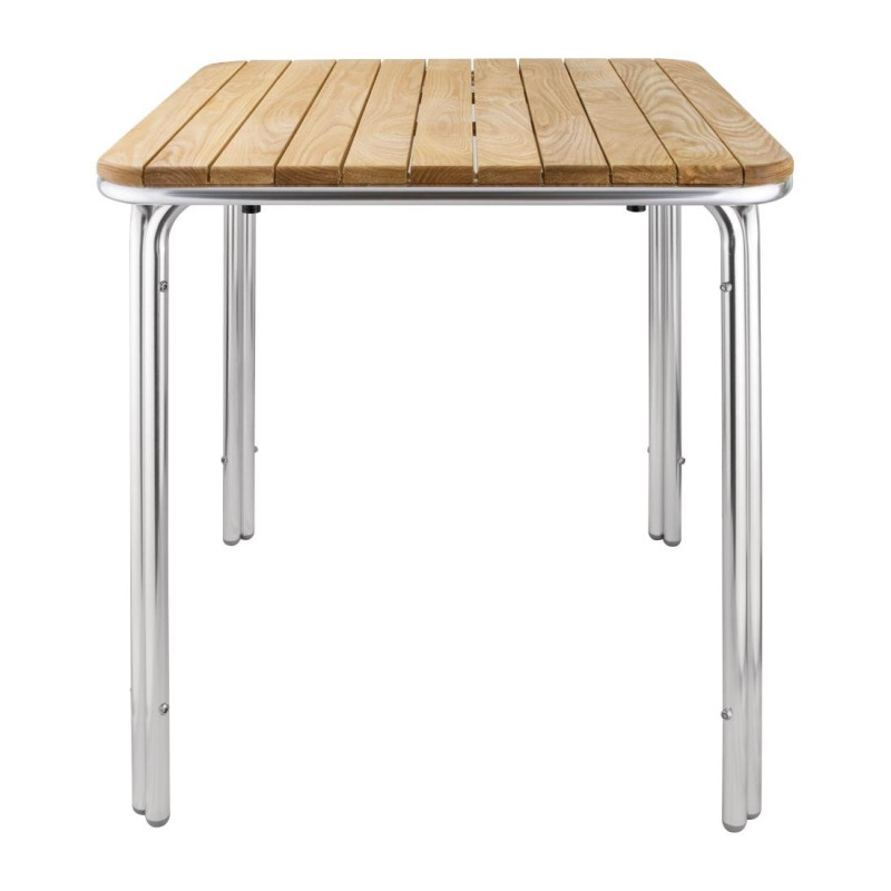 Quadratischer Tisch aus Eschenholz und Aluminium 700mm - Bolero - Fourniresto Quadratischer Tisch aus Eschenholz und Aluminium 700mm - Bolero - Fourniresto