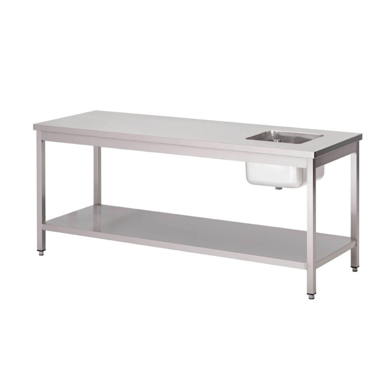 Chef's Table in Stainless Steel with Lower Shelf - W 1800 x D 700mm - Gastro M Chef's Table in Stainless Steel with Lower Shelf - W 1800 x D 700mm - Gastro M