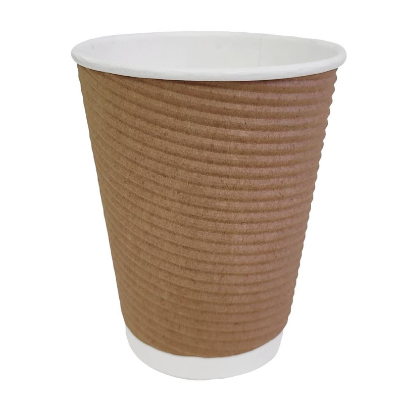 Bekers voor warme dranken met geïsoleerde geribbelde lichtbruine wand - 340 ml - Pak van 500 - Fiesta Bekers voor warme dranken met geïsoleerde geribbelde lichtbruine wand - 340 ml - Pak van 500 - Fiesta