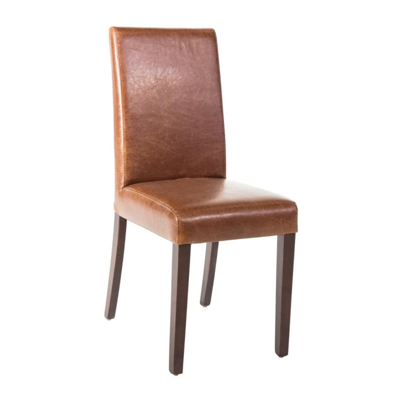 High back brown faux leather chair - Set of 2 - Bolero - Fourniresto High back brown faux leather chair - Set of 2 - Bolero - Fourniresto
