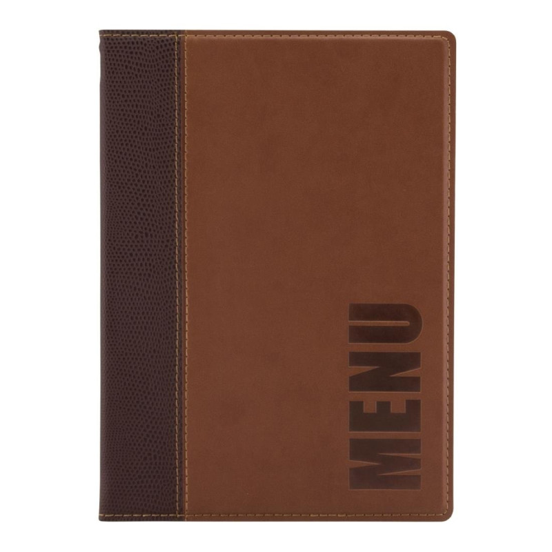 Contemporary A5 Light Brown Menu Cover - Securit - Fourniresto Contemporary A5 Light Brown Menu Cover - Securit - Fourniresto