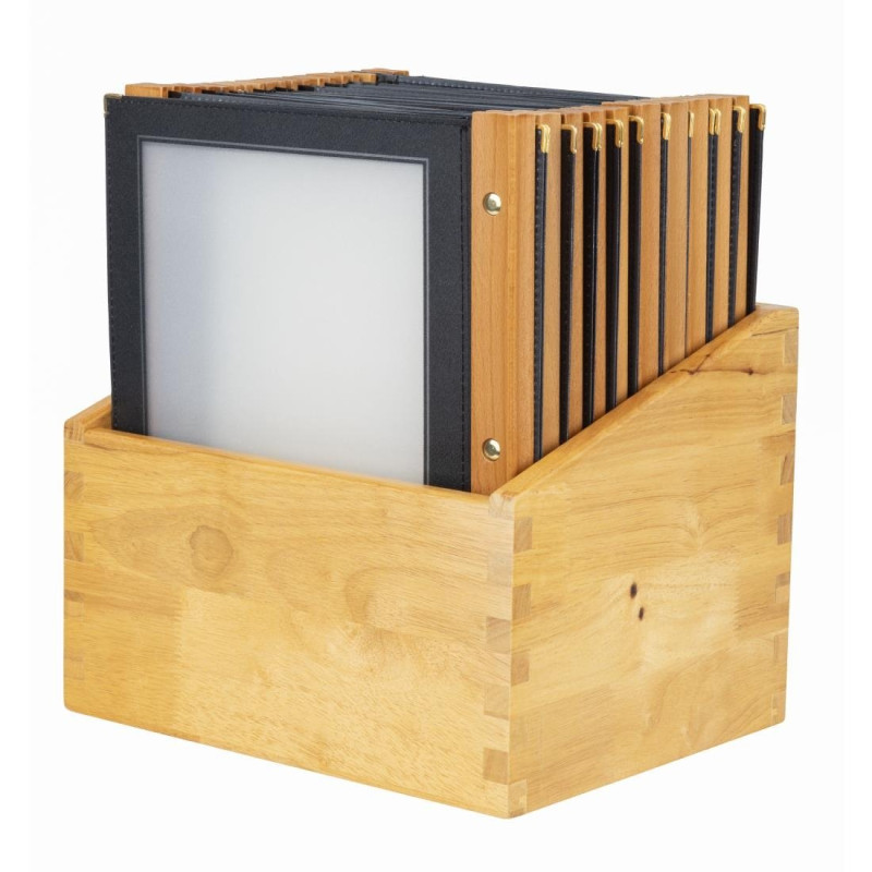 Speisekartenhalter aus schwarzem Holz A4 - Securit - Fourniresto Speisekartenhalter aus schwarzem Holz A4 - Securit - Fourniresto
