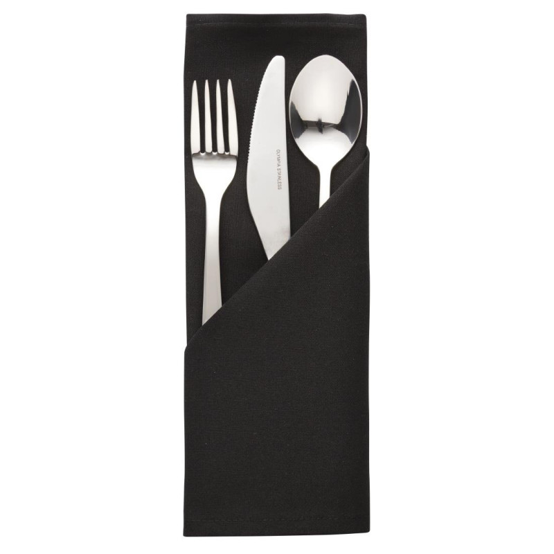 Serviettes noires en polyester - Lot de 10 - Mitre Essentials - Fourniresto Serviettes noires en polyester - Lot de 10 - Mitre Essentials - Fourniresto