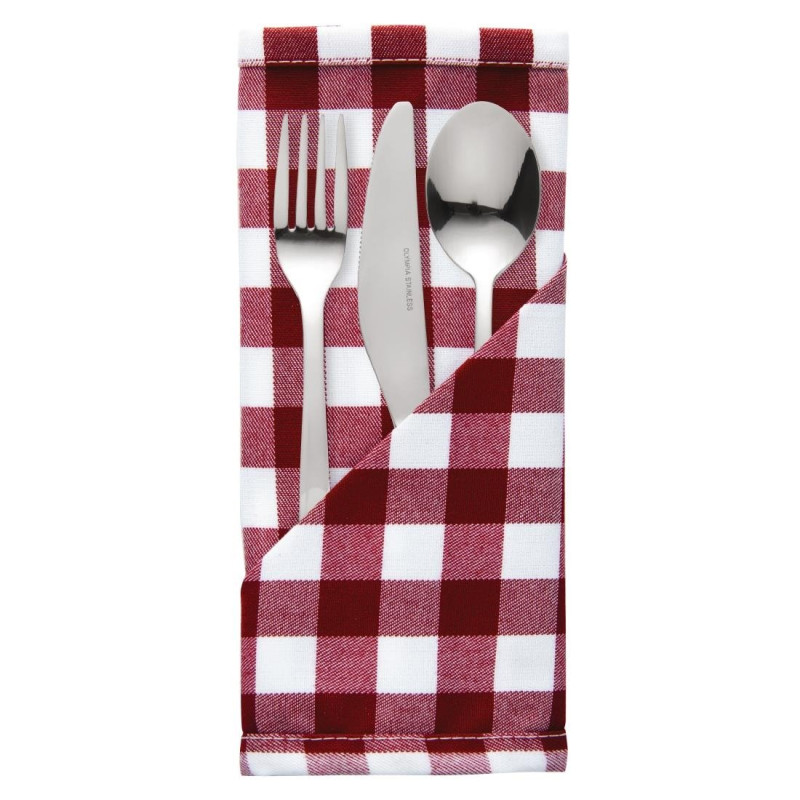 Karierte rote Polyester-Servietten - Packung mit 10 Stück - Mitre Essentials - Fourniresto Karierte rote Polyester-Servietten - Packung mit 10 Stück - Mitre Essentials - Fourniresto