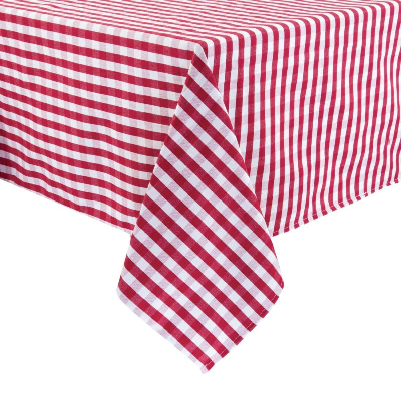 Vierkant tafelkleed met rode ruiten van polyester 890 x 890mm - Mitre Essentials - Fourniresto Vierkant tafelkleed met rode ruiten van polyester 890 x 890mm - Mitre Essentials - Fourniresto
