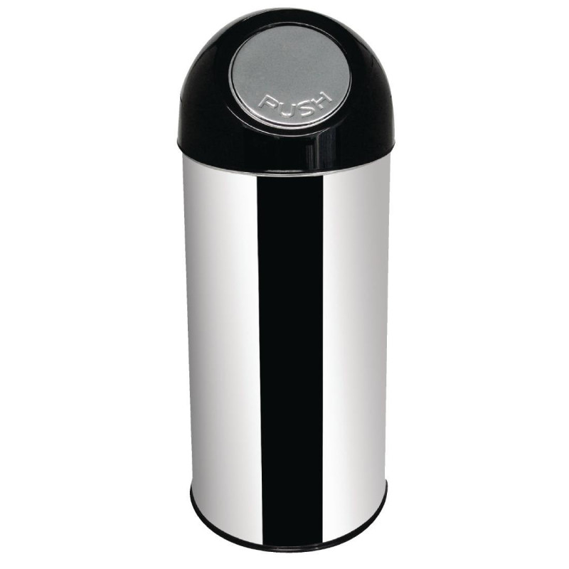 Poubelle Ronde À Couvercle Battant en Inox- 40L - Bolero Poubelle Ronde À Couvercle Battant en Inox- 40L - Bolero