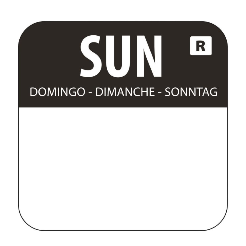 Lebensmittel-Etiketten Schwarz "Sonntag" - Packung mit 1000 - Vogue Lebensmittel-Etiketten Schwarz "Sonntag" - Packung mit 1000 - Vogue