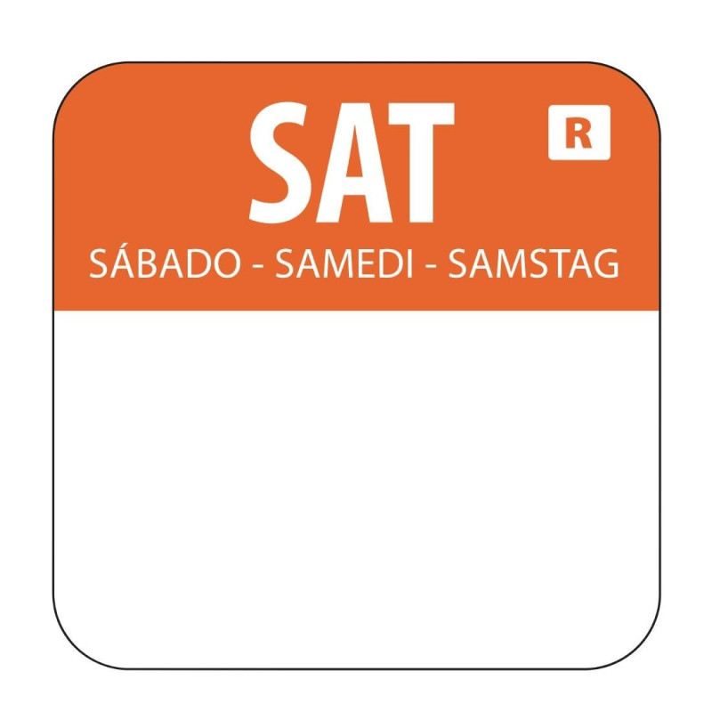 Lebensmittel-Etiketten Orange "Samstag" - Packung mit 1000 - Vogue Lebensmittel-Etiketten Orange "Samstag" - Packung mit 1000 - Vogue