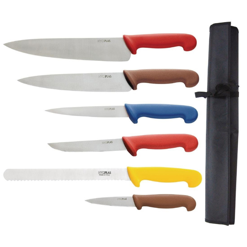 Etui mit Set von 6 Messern in verschiedenen Farben - Hygiplas Etui mit Set von 6 Messern in verschiedenen Farben - Hygiplas