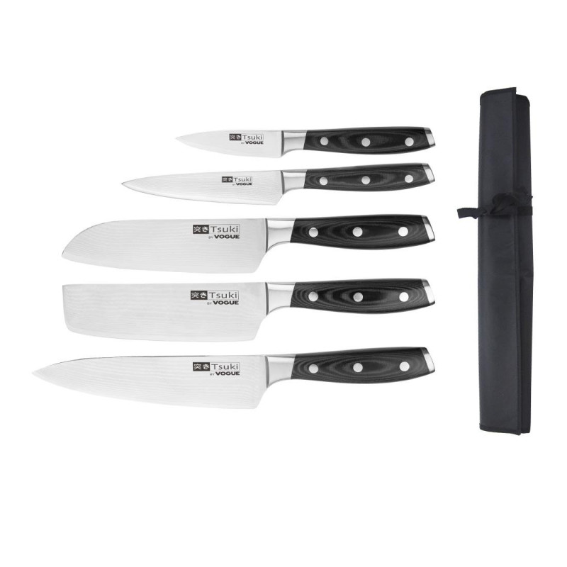 Set aus 5 japanischen Messern und Etui Tsuki Series 7 - FourniResto Set aus 5 japanischen Messern und Etui Tsuki Series 7 - FourniResto