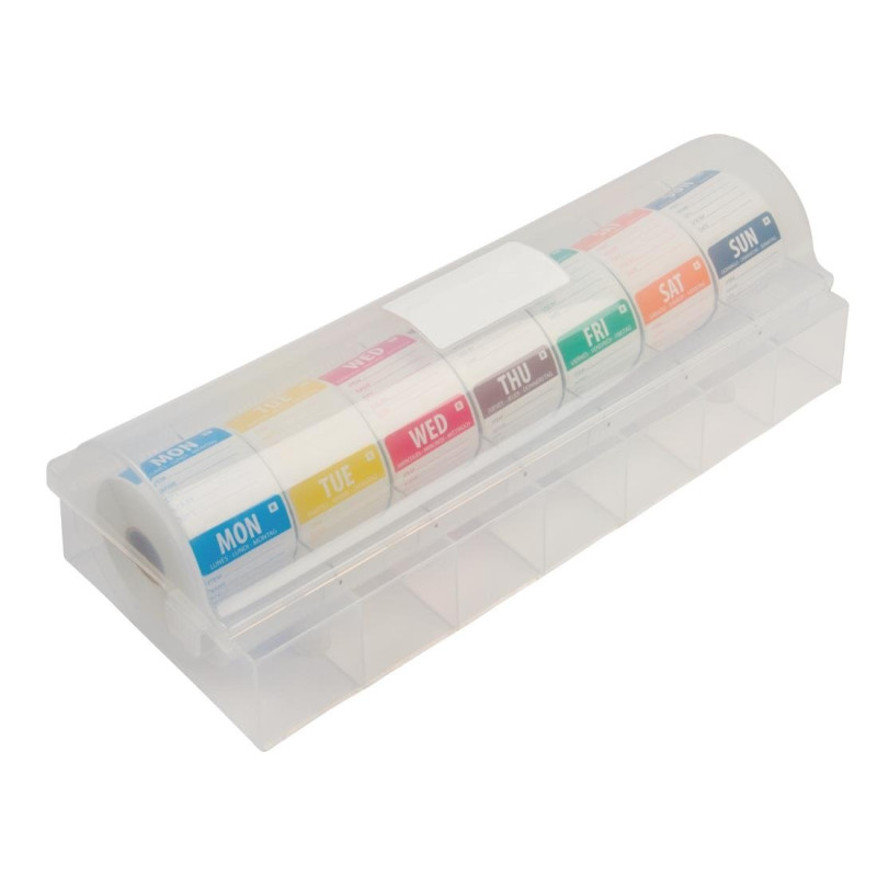 Removable Weekday Labels with Plastic Dispenser - Vogue Removable Weekday Labels with Plastic Dispenser - Vogue