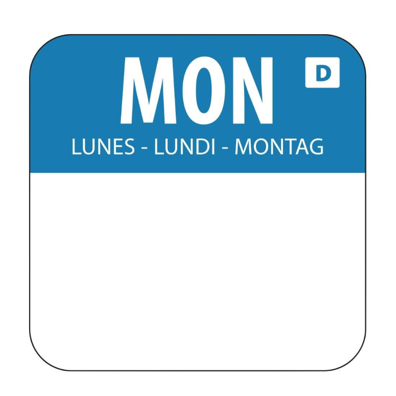 Soluble Food Labels "Monday" - Pack of 1000 - Vogue Soluble Food Labels "Monday" - Pack of 1000 - Vogue