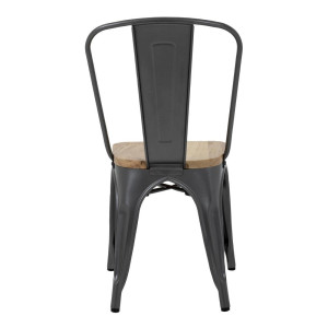 Stoelen van staal met houten zitting - Metallic grijs - Set van 4 - Bolero