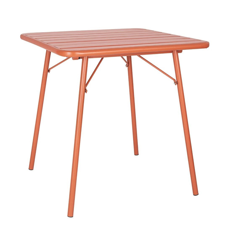 Vierkante tafel met stalen latten - Terracotta - Bolero Vierkante tafel met stalen latten - Terracotta - Bolero