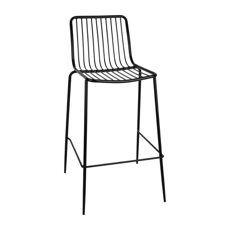 Black Bolero high stools - Industrial design in steel wire Black Bolero high stools - Industrial design in steel wire