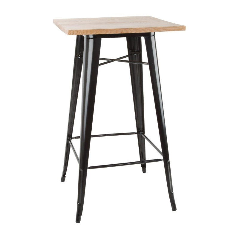 Schwarzer Bartisch mit Holzplatte Bolero - Elegant und funktional Schwarzer Bartisch mit Holzplatte Bolero - Elegant und funktional