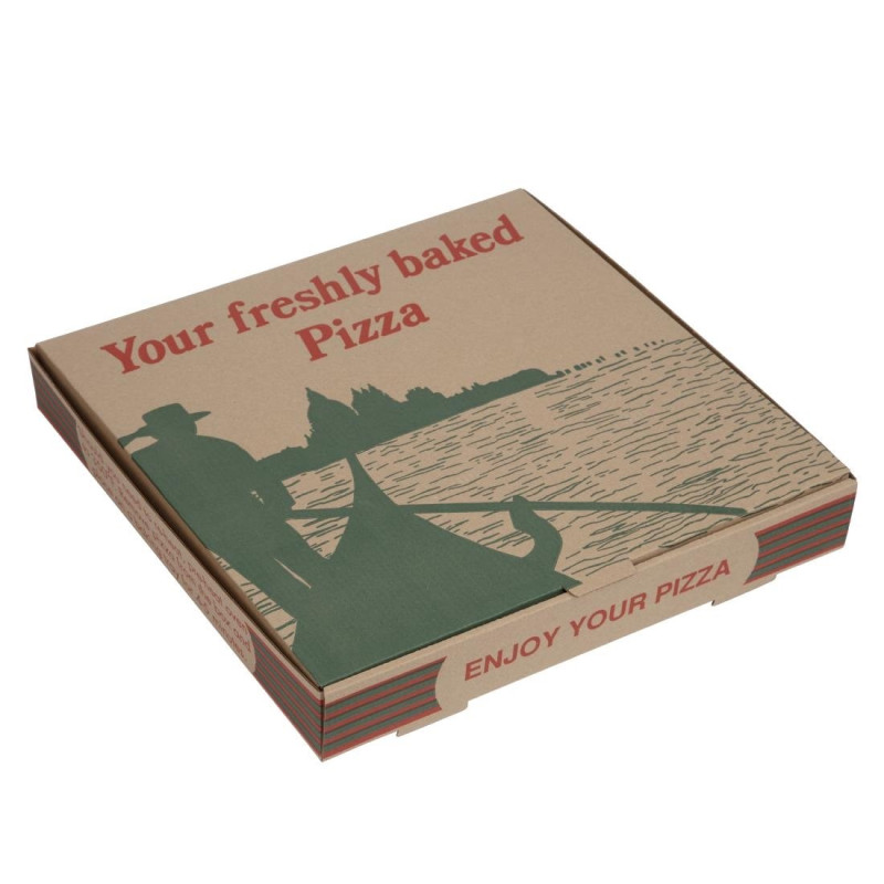 Compostable Printed Pizza Boxes 311mm - Pack of 100 by FourniResto Compostable Printed Pizza Boxes 311mm - Pack of 100 by FourniResto