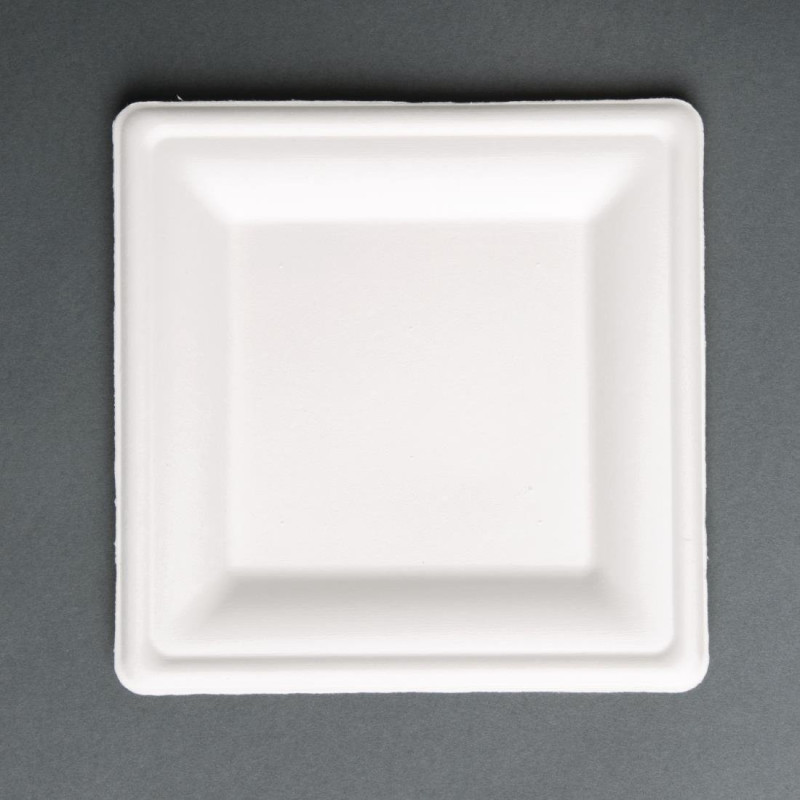 Vierkante composteerbare borden van bagasse 159mm - Set van 50 Vierkante composteerbare borden van bagasse 159mm - Set van 50