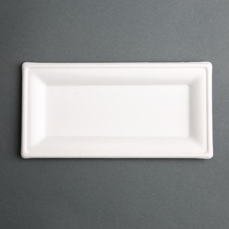 Rectangular Compostable Bagasse Plates 258mm Rectangular Compostable Bagasse Plates 258mm