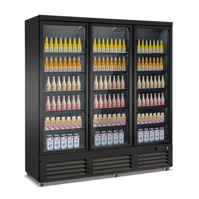 Black Drinks Display Case 1600 L - 3 Glass Doors CombiSteel Black Drinks Display Case 1600 L - 3 Glass Doors CombiSteel