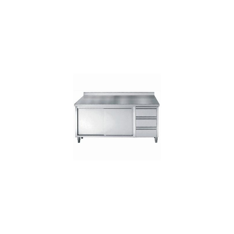 Meuble Inox Bas CombiSteel - 2 Portes et 3 Tiroirs Meuble Inox Bas CombiSteel - 2 Portes et 3 Tiroirs