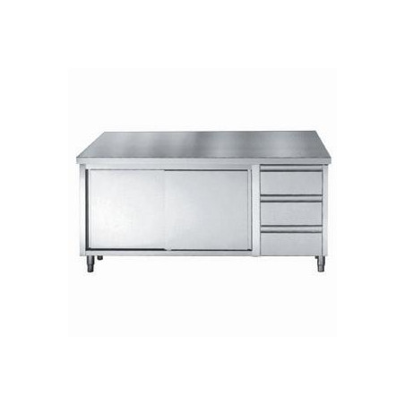 Edelstahl-Unterschrank GN 1/1 - 2 Türen und 3 Schubladen - L 1800 x T 700 mm | Qualität CombiSteel