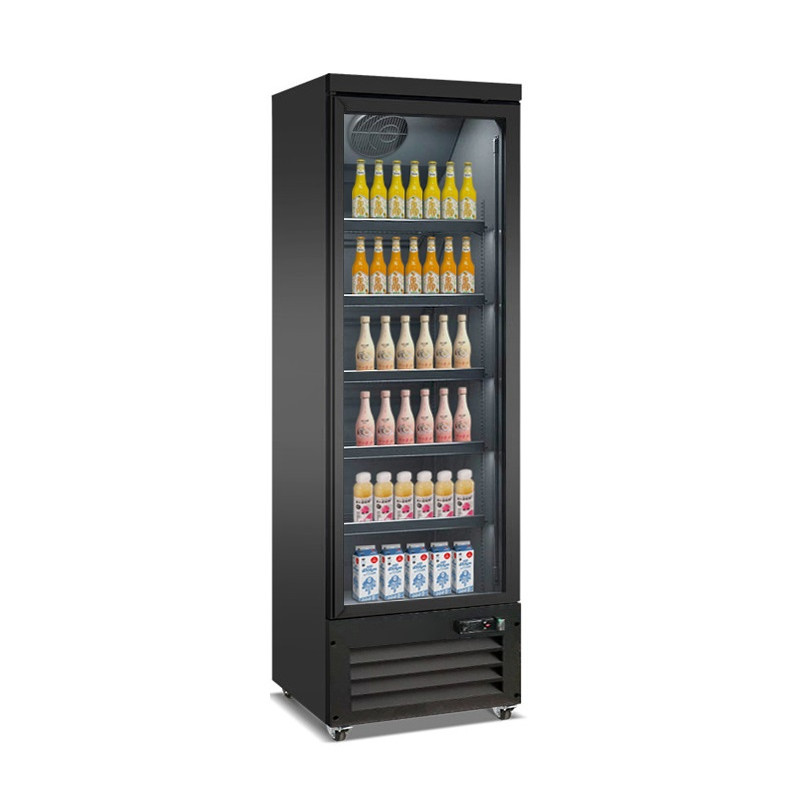 Black Beverage Display Case with 2 Glass Doors - 450 L Black Beverage Display Case with 2 Glass Doors - 450 L