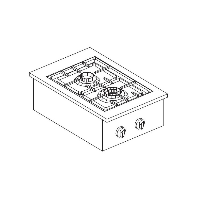Einbau-Gasherd - 2 Brenner 7000W CombiSteel - Leistung und Effizienz Einbau-Gasherd - 2 Brenner 7000W CombiSteel - Leistung und Effizienz