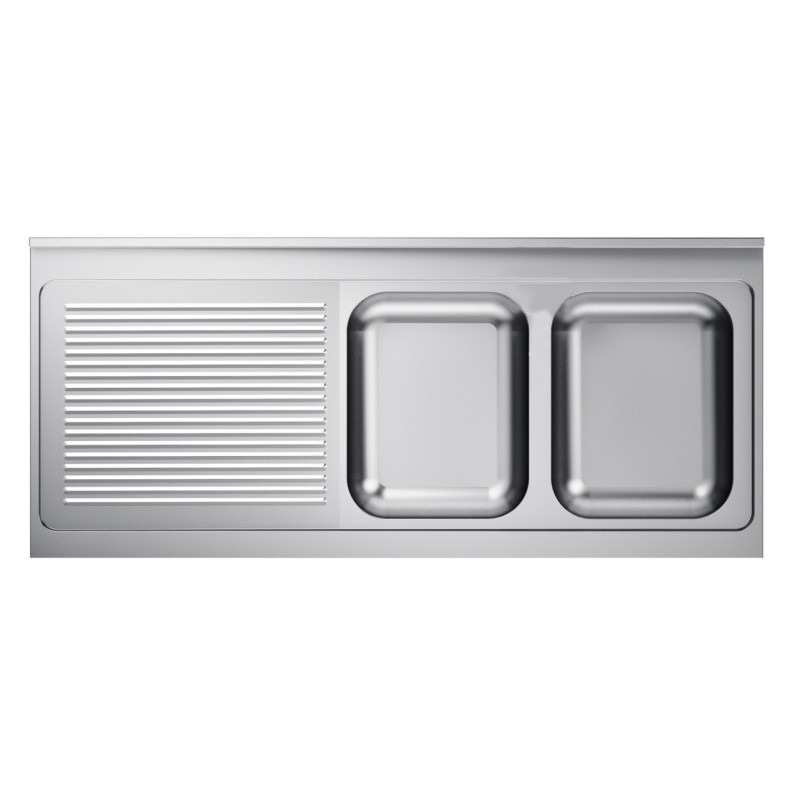 Edelstahlspüle mit 2 Becken und Abtropffläche links - CombiSteel Edelstahlspüle mit 2 Becken und Abtropffläche links - CombiSteel