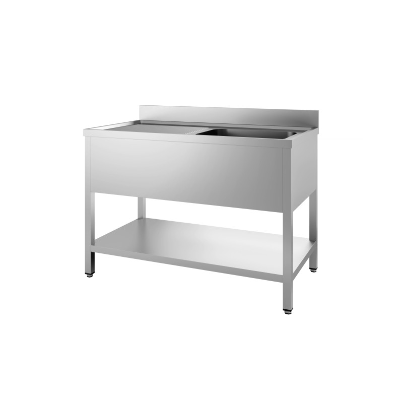 Eintauchbecken 1 Edelstahl mit Regal und Abtropffläche links - CombiSteel Eintauchbecken 1 Edelstahl mit Regal und Abtropffläche links - CombiSteel