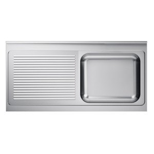 Spüle 1 Becken und Abtropffläche links aus Edelstahl - 1400x700 mm, CombiSteel