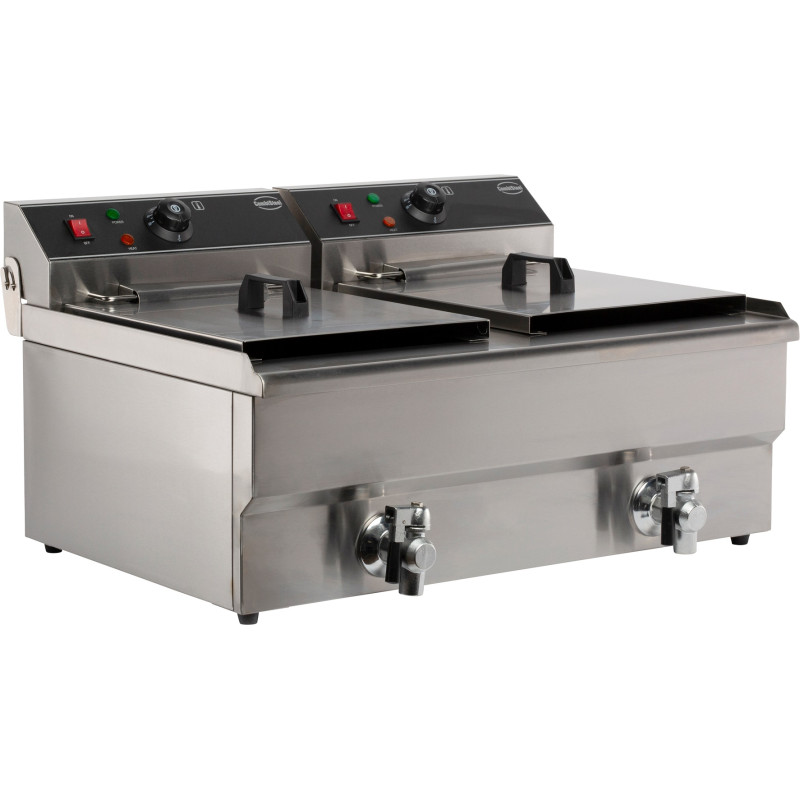 Elektrische Fritteuse zum Aufstellen - 2 x 10 L - CombiSteel – Profi-Fritteuse 10.000 W & 20 L Elektrische Fritteuse zum Aufstellen - 2 x 10 L - CombiSteel – Profi-Fritteuse 10.000 W & 20 L