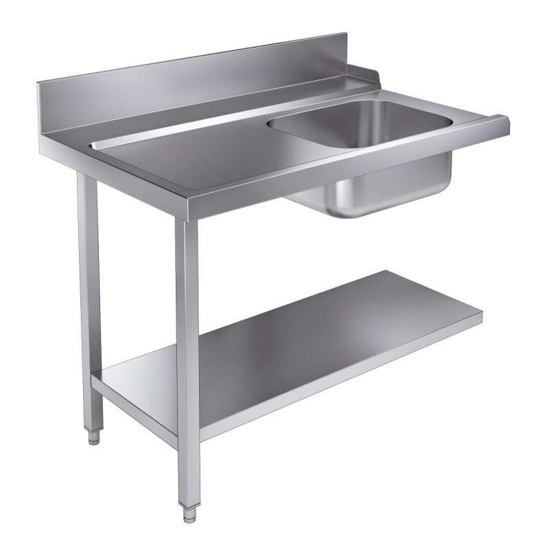Loading table with shelf and backsplash on the left - 1200x750 mm - CombiSteel Loading table with shelf and backsplash on the left - 1200x750 mm - CombiSteel