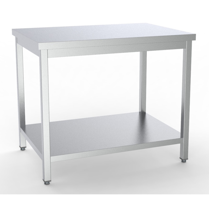 Edelstahltisch mit Regal - L 700 x T 600 mm Edelstahltisch mit Regal - L 700 x T 600 mm