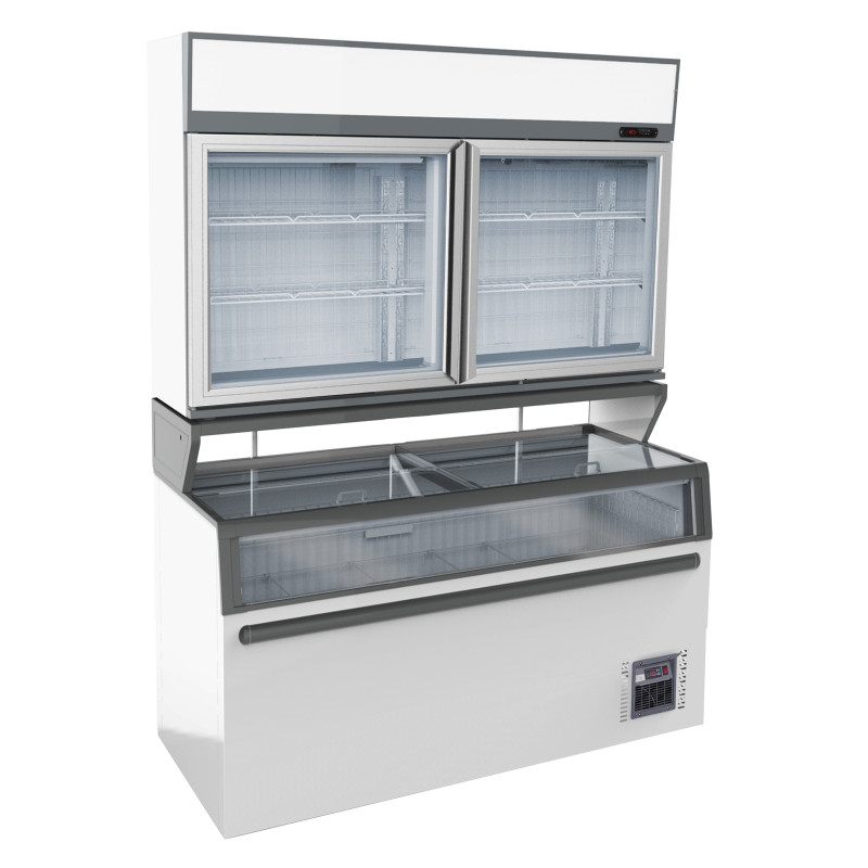 Wandvitrine und weißes Sideboard Combisteel - 948 L | Leistungsstarke Kühlung Wandvitrine und weißes Sideboard Combisteel - 948 L | Leistungsstarke Kühlung