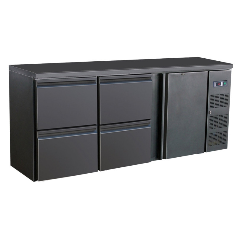 Refrigerated Back Bar 537L 1 Door 4 Drawers Black - Combisteel Refrigerated Back Bar 537L 1 Door 4 Drawers Black - Combisteel