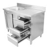 Meuble Plonge 1 Bac mit Rückwand und 3 Schubladen - 1200 x 600 mm - Becken links - Dynasteel