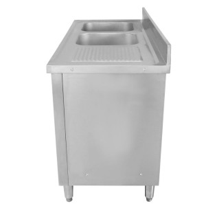 Meubel Spoelbak 2 Bakken met Achterwand en 3 Laden - 1400 x 600 mm - Bak Links - Dynasteel