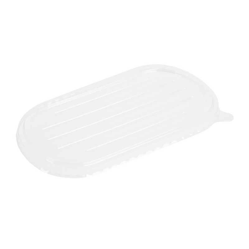 PET-Deckel für ovale Schale aus Bagasse - Packung mit 100 - Fiesta PET-Deckel für ovale Schale aus Bagasse - Packung mit 100 - Fiesta
