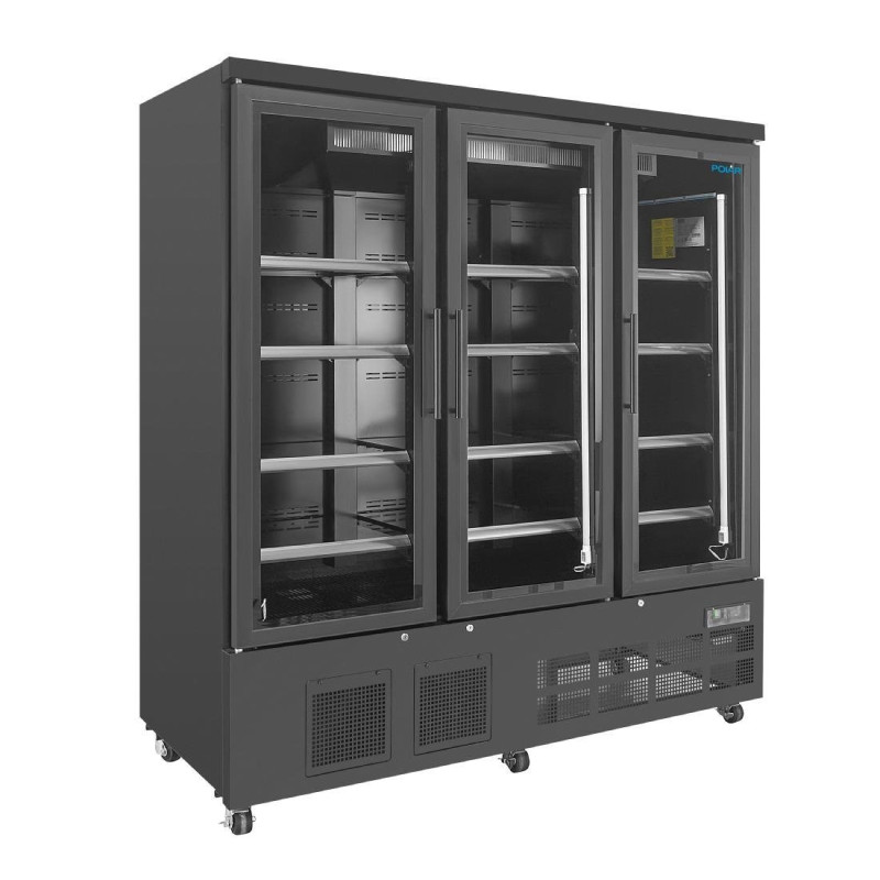 3-Door Refrigerated Display Case - 1156 L - Negative Black - Polar 3-Door Refrigerated Display Case - 1156 L - Negative Black - Polar