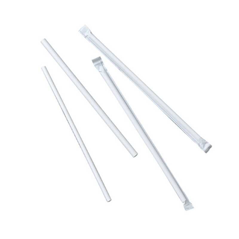 Strohhalm aus weißem Karton verpackt - Ø 6 x 197 mm - Packung mit 500 Strohhalm aus weißem Karton verpackt - Ø 6 x 197 mm - Packung mit 500
