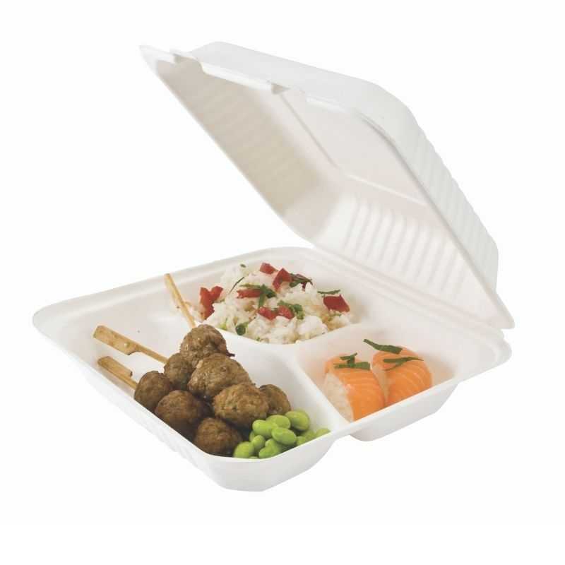 Lunch Box Bagasse 3 Compartments - Pack of 50 Lunch Box Bagasse 3 Compartments - Pack of 50