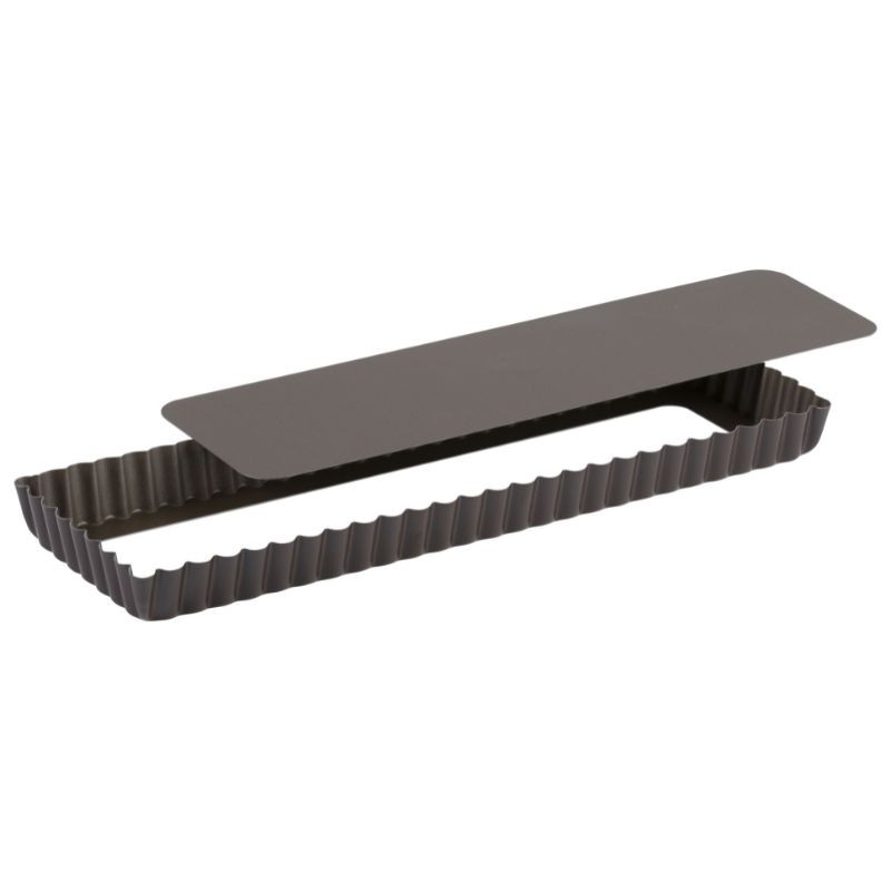 Rechteckige Tarteform mit gewelltem Rand und herausnehmbarem Boden - 350 x 110 mm - TELLIER Rechteckige Tarteform mit gewelltem Rand und herausnehmbarem Boden - 350 x 110 mm - TELLIER
