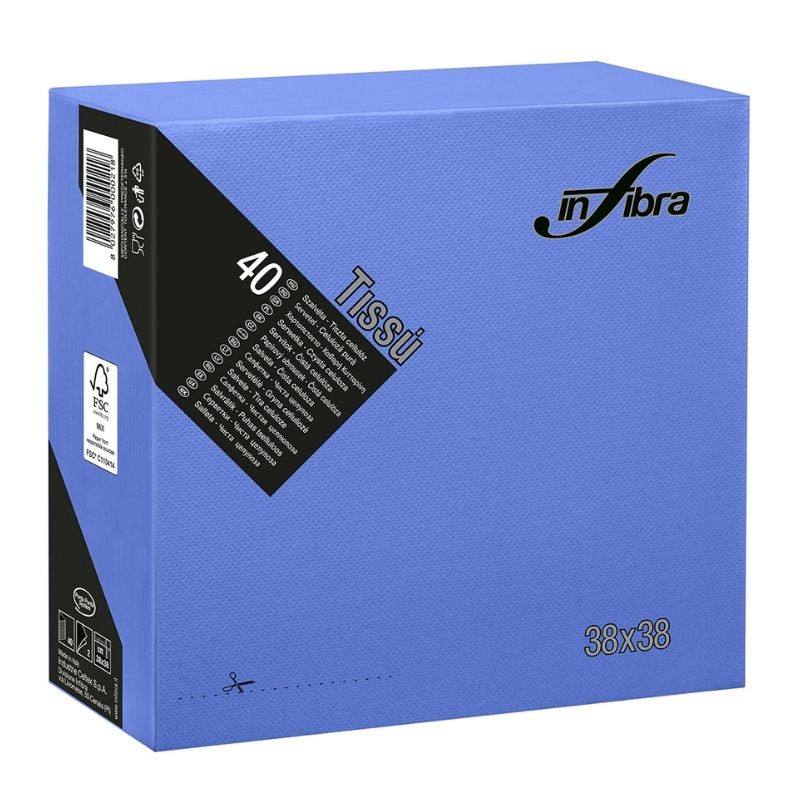 Serviette en Cellulose 2 Plis 38 x 38 - Bleu - Lot de 1440 Serviette en Cellulose 2 Plis 38 x 38 - Bleu - Lot de 1440