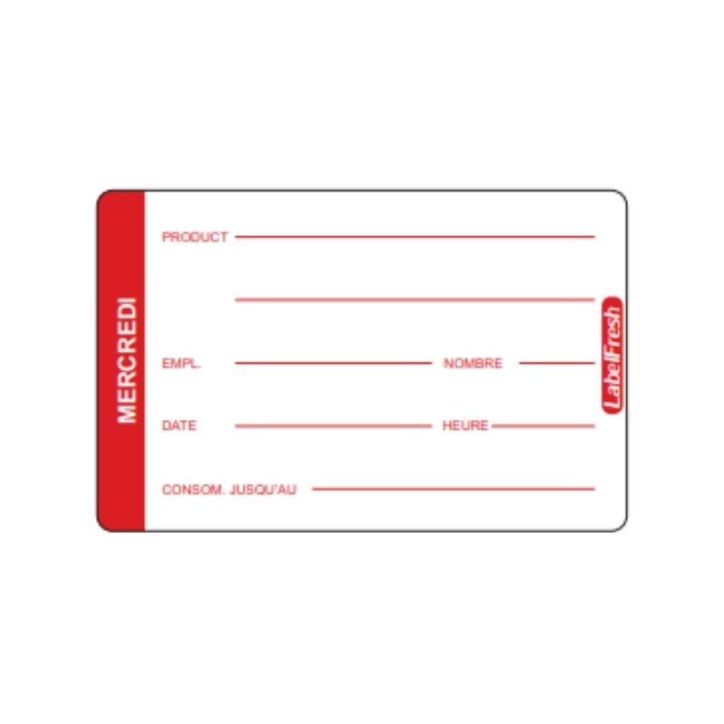 Traceerbaarheidslabel LabelFresh Pro - Woensdag - 70 x 45 mm - Pak van 500 - LabelFresh Traceerbaarheidslabel LabelFresh Pro - Woensdag - 70 x 45 mm - Pak van 500 - LabelFresh