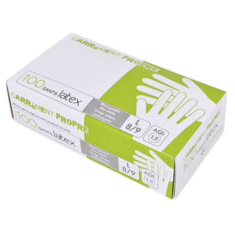 Gepuderte Latexhandschuhe - Größe L - Packung mit 100 Gepuderte Latexhandschuhe - Größe L - Packung mit 100