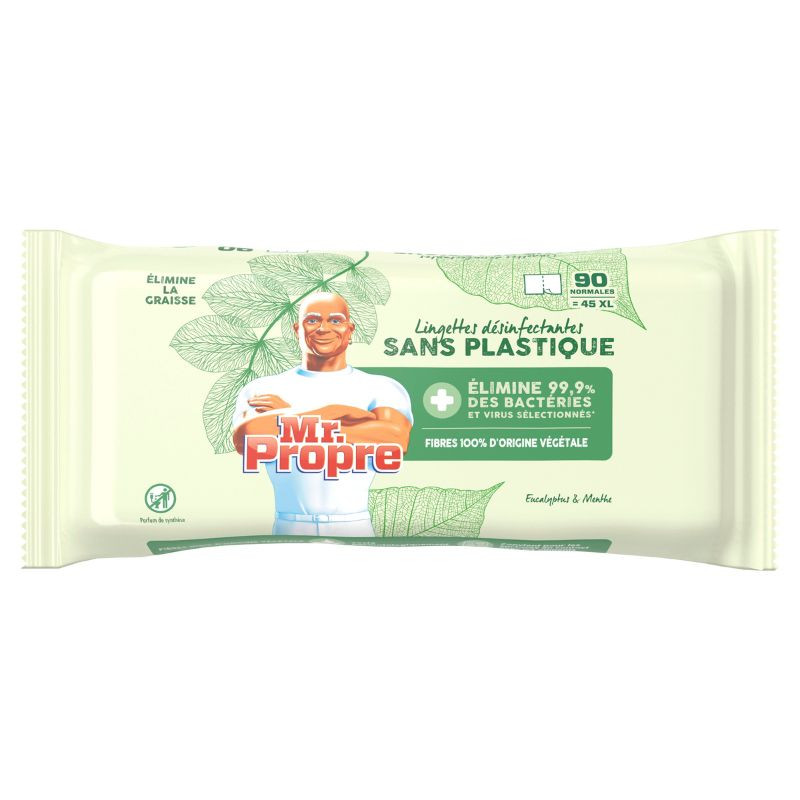 Disinfectant Wipes Without Plastic Eucalyptus - 90 Wipes - Mr. Clean Disinfectant Wipes Without Plastic Eucalyptus - 90 Wipes - Mr. Clean