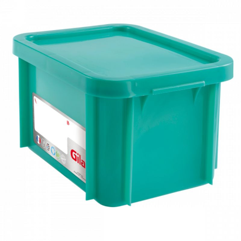 Rectangular 15 L Tray with Green HACCP Lid - GILAC Rectangular 15 L Tray with Green HACCP Lid - GILAC